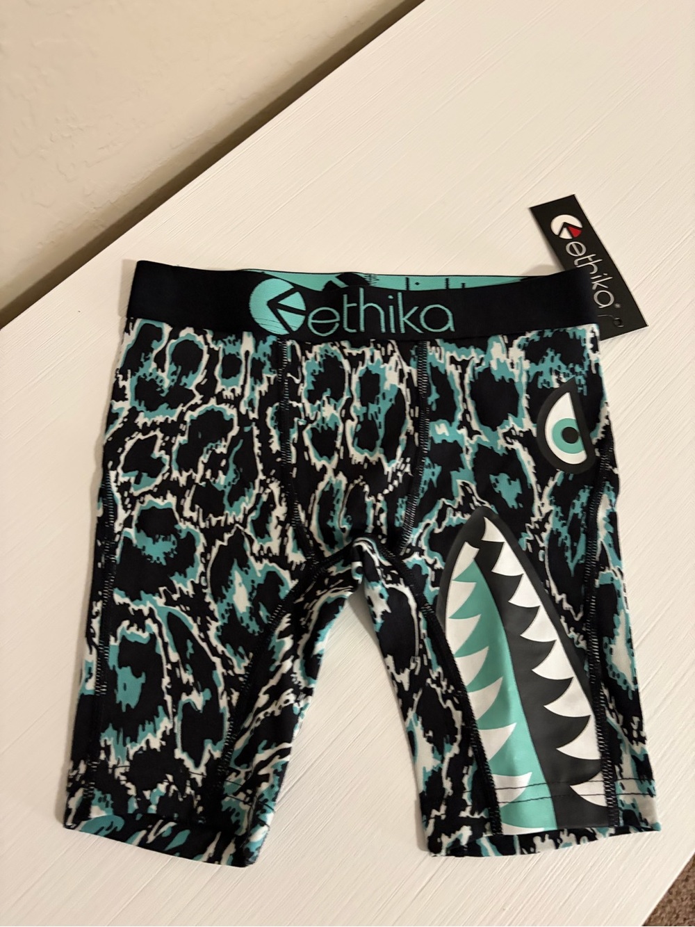 🦈ethika Black & Teal Shark Leopard Print Compression Underwear Shorts🦈